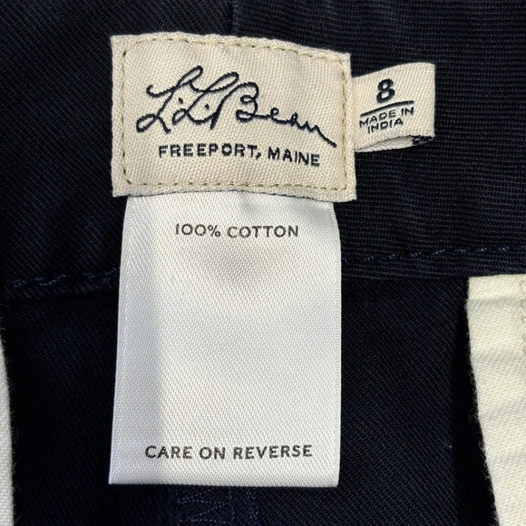 LL Bean wide leg cotton navy blue trouser pants side buckle cinch 8 - Picture 4 of 8